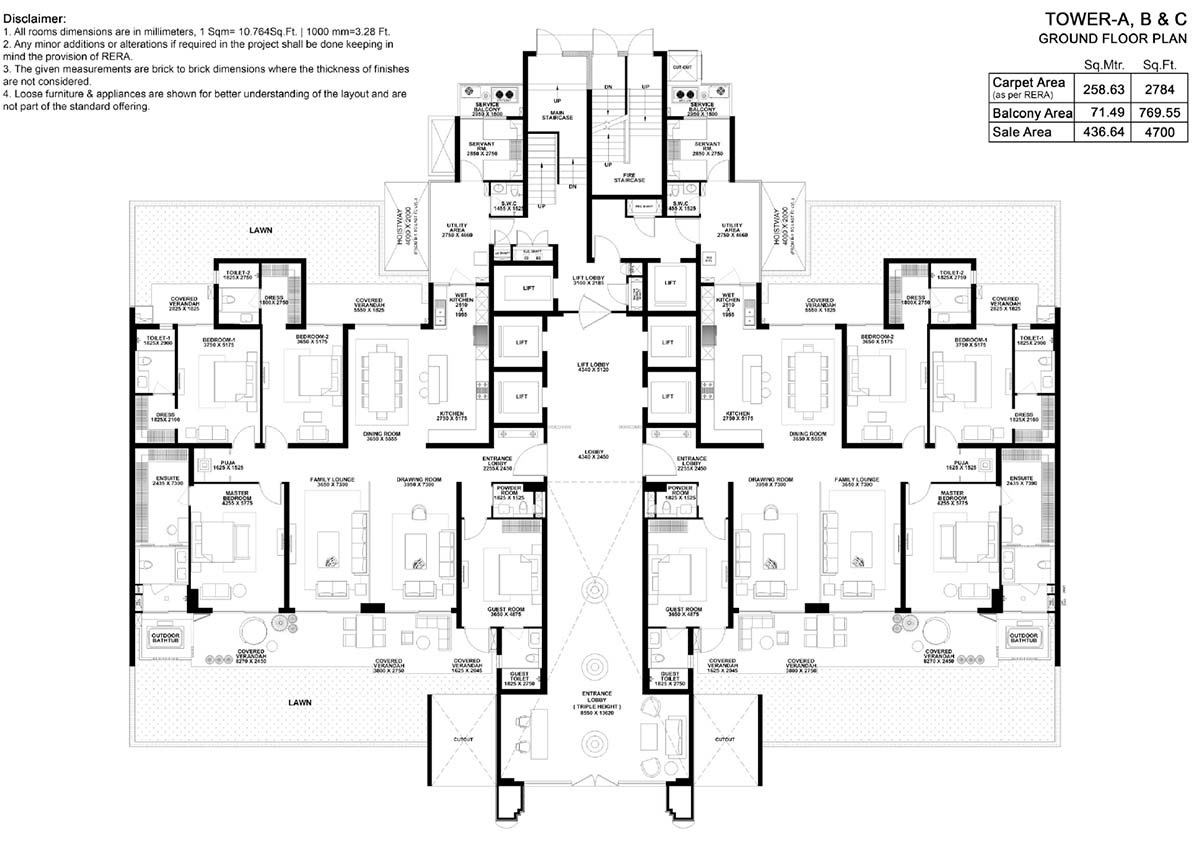 Gulshan Dynasty 4 BHK Flats Floor Plan